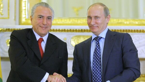 Michel Temer, presidente de Brasil y Vladímir Putin, presidente de Rusia - Sputnik Mundo
