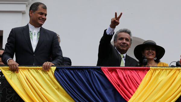 Rafael Correa, presidente de Ecuador con Lenin Moreno, ganador de las presidenciales - Sputnik Mundo