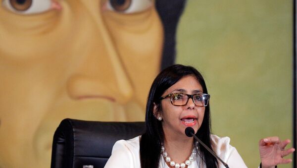 Venezuela's Foreign Minister Delcy Rodriguez talks to the media during a news conference in Caracas - Sputnik Mundo