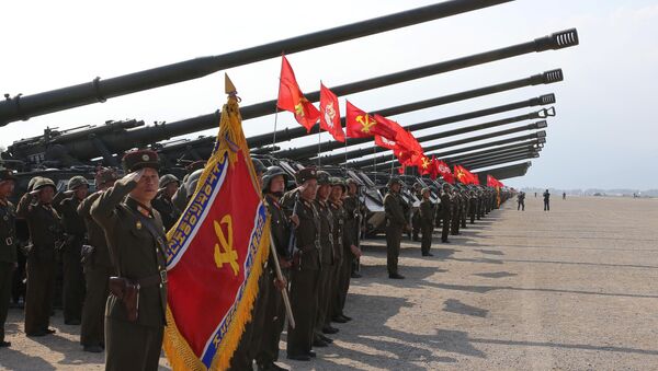 Las unidades de artillería norcoreanas antes del inicio de los ejercicios - Sputnik Mundo