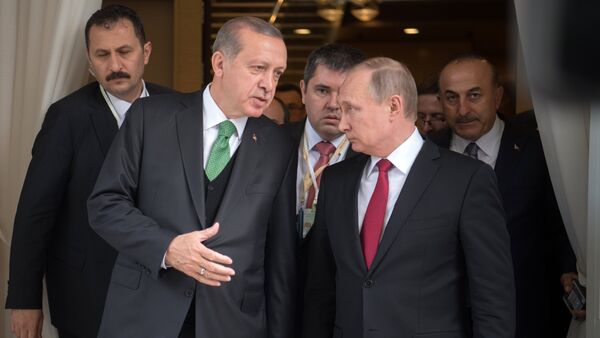 El presidente de Turquía, Recep Tayyip Erdogan y el presidente de Rusia, Vladímir Putin - Sputnik Mundo