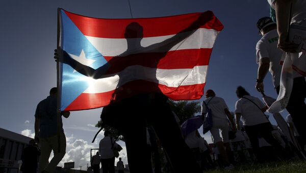 A protester holding a Puerto Rico's flag takes part in a march to improve healthcare benefits in San Juan - Sputnik Mundo