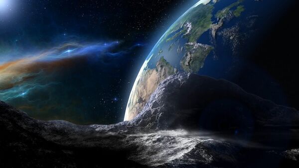 Un asteroide dirigiéndose a la Tierra (imagen referencial) - Sputnik Mundo