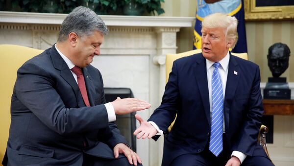 El presidente de Ucrania, Petró Poroshenko, y el presidente de EEUU, Donald Trump - Sputnik Mundo