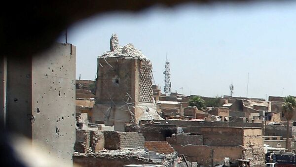 Los restos de la mezquita de al Nuri en Mosul, Irak - Sputnik Mundo