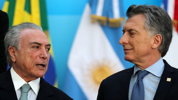 Mauricio Macri, presidente de Argentina, y Michel Temer, presidente de Brasil - Sputnik Mundo