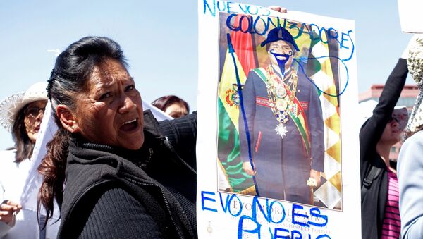 Activista protestando por la construcción de una carretera por una reserva natural indígena en Bolivia (archivo) - Sputnik Mundo