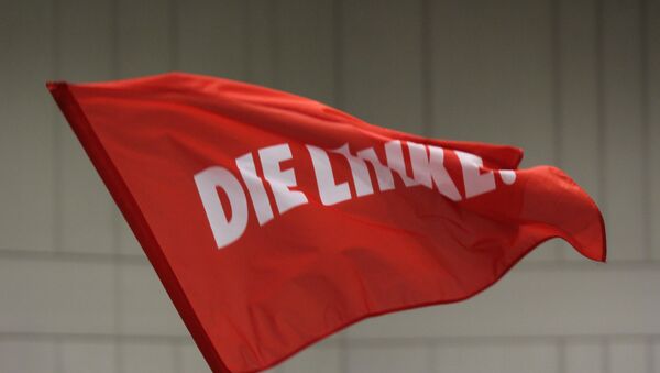 Bandera con el logo de Die Linke - Sputnik Mundo