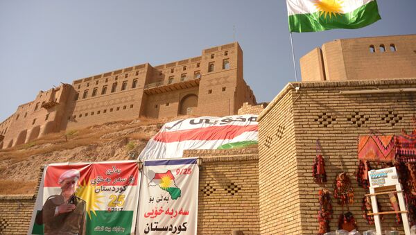 Сarteles promoviendo el referéndum de Kurdistán iraquí - Sputnik Mundo