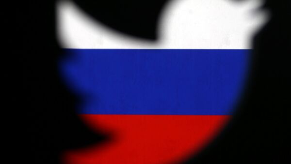Logo de Twitter con la bandera de Rusia de fondo - Sputnik Mundo
