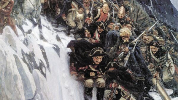 Fragmento de 'Las tropas del generalísimo Suvórov cruzando los Alpes' de Vasili Súrikov (1848–1916) - Sputnik Mundo