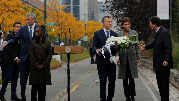 El presidente de Argentina, Mauricio Macri, rinde homenaje a las víctimas del atentado en Nueva York - Sputnik Mundo