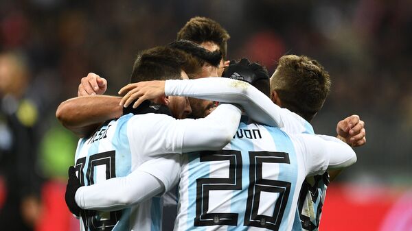 Selección de Argentina durante un partido con la selección de Rusia en Moscú - Sputnik Mundo