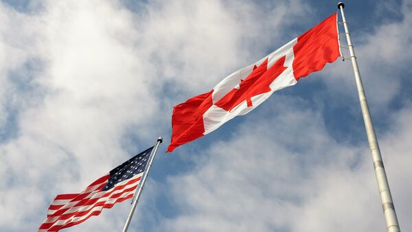 Banderas de EEUU y Canadá - Sputnik Mundo