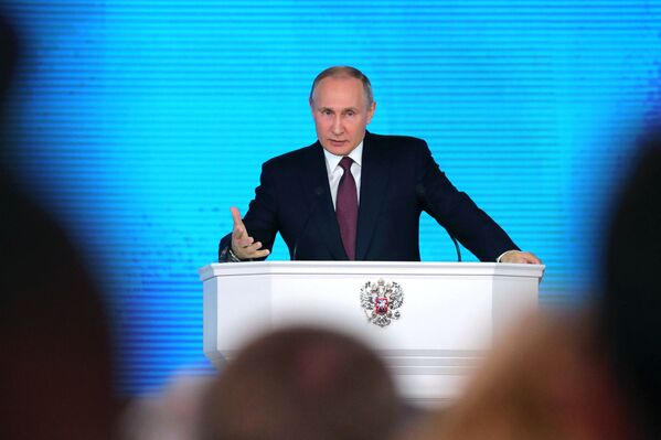 El presidente ruso, Vladímir Putin, durante su discurso anual frente a la Asamblea Federal. - Sputnik Mundo