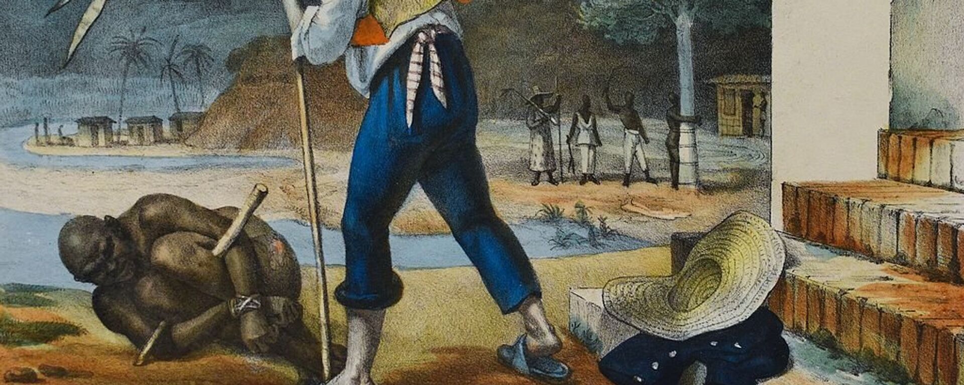 En la época de la colonia, los esclavos en Brasil estaban sometidos a una situación de vejaciones y castigos, como se ve en este cuadro de Jean-Baptiste Debret (1768-1848) - Sputnik Mundo, 1920, 20.08.2021