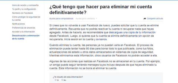 Cuarto paso del tutorial para eliminar tu cuenta de Facebook Cuarto paso del tutorial para eliminar tu cuenta de Facebook - Sputnik Mundo