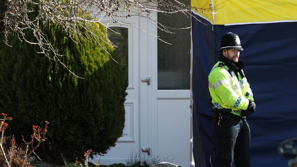 Un policía británico frente a la casa de Serguéi Skripal - Sputnik Mundo