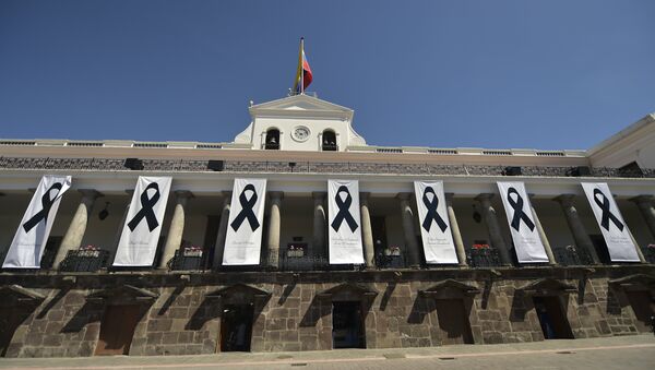 El Palacio de Carondelet (residencia oficial del presidente de Ecuador) rinde homenaje a los periodistas secuestrados (archivo) - Sputnik Mundo