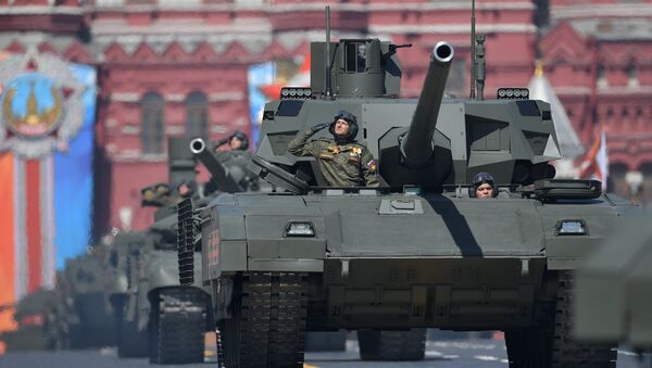 Vehículos blindados T-14 Armata durante el ensayo general del Desfile de la Victoria en la Plaza Roja de Moscú - Sputnik Mundo