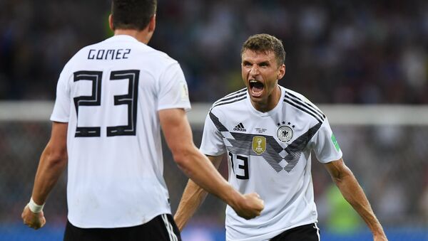 Los jugadores de la selección Alemana reaccionan a su victoria - Sputnik Mundo