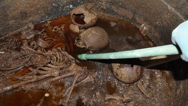 Interior del sarcófago negro hallado en Egipto - Sputnik Mundo