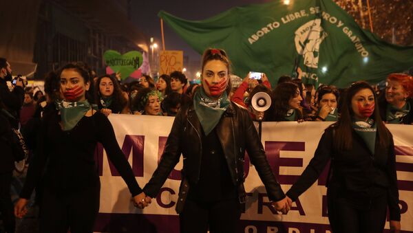 Marcha por aborto libre en Santiago, Chile - Sputnik Mundo