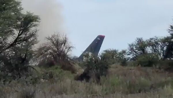 Smoke billows above an Aeromexico-operated Embraer passenger jet that crashed in Mexico's northern state of Durango - Sputnik Mundo