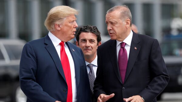 Donald Trump, presindente de EEUU, y Recep Tayyip Erdogan, presidente de Turquía - Sputnik Mundo