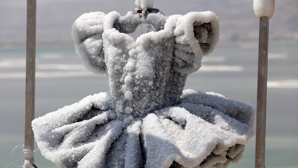 El tutú de una bailarina, convertido en una escultura de 200 kilos de capas de sal, obra de la artista israelí Sigalit Landau - Sputnik Mundo