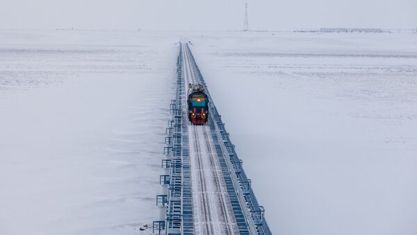El puente ferroviario sobre el río Yuribéi, el más largo del mundo fuera del círculo polar ártico (ferrocarril Óbskaya-Bovanénkovo) - Sputnik Mundo