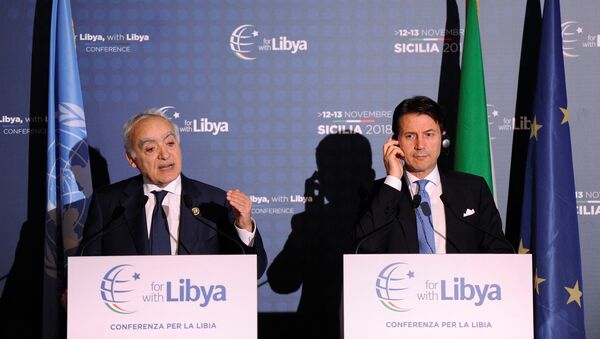 El enviado especial de la ONU para Libia, Ghassan Salamé, y el el primer ministro de Italia, Giuseppe Conte - Sputnik Mundo