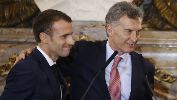 Presidente de Francia, Emmanuel Macron, y presidente de Argentina, Mauricio Macri - Sputnik Mundo