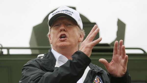 El presidente de Estados Unidos, Donald Trump, en la frontera con México - Sputnik Mundo