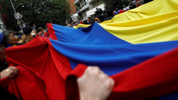 La bandera venezolana en las protestas - Sputnik Mundo