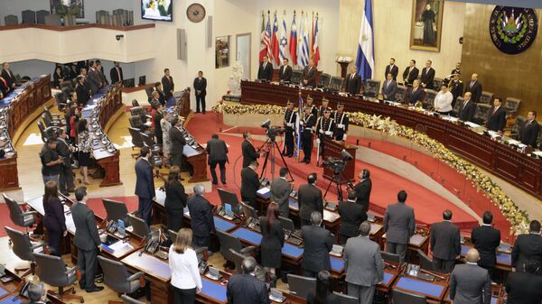 Salón de sesiones de la Asamblea Legislativa (parlamento) de El Salvador (Archivo) - Sputnik Mundo