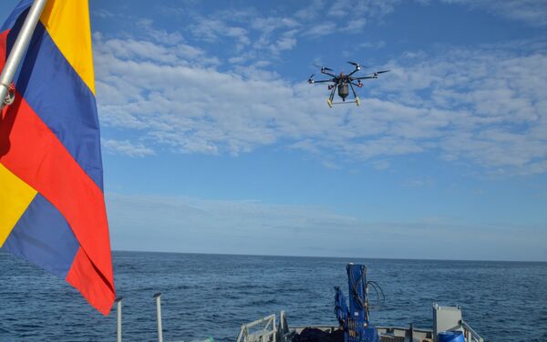 Vuelo del dron que se utilizó para la colocación del cebo para la erradicación de roedores en la isla Seymour Norte - Sputnik Mundo