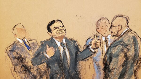 El Chapo Guzmán, dibujado en un esbozo de la corte que lo juzgó - Sputnik Mundo