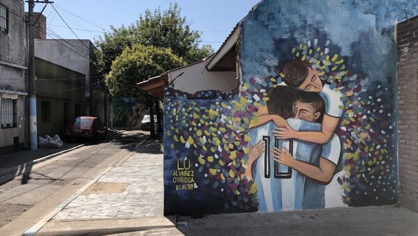 Un mural en honor a la selección argentina en la ciudad de Rosario - Sputnik Mundo