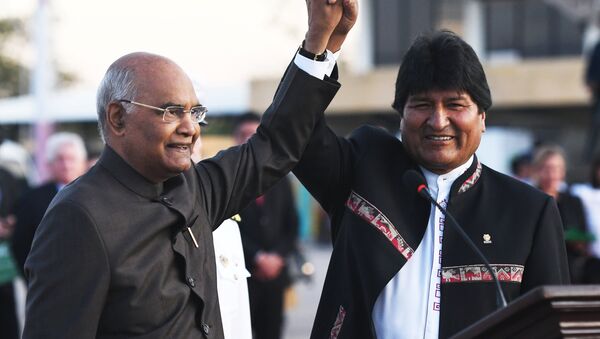 Ram Nath Kovind, presidente de la India, y Evo Morales, presidente de Bolivia - Sputnik Mundo