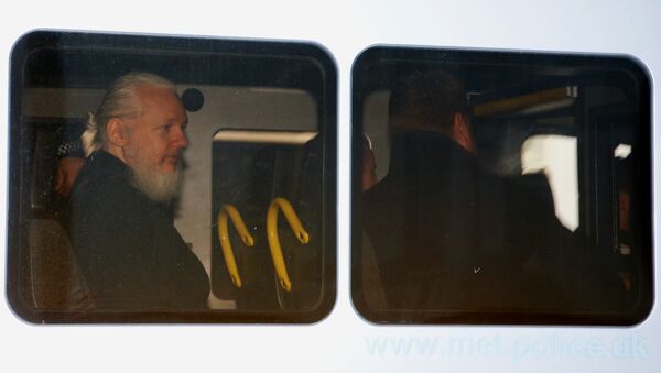 Julian Assange, fundador de WikiLeaks tras su detención por la Policía británica - Sputnik Mundo