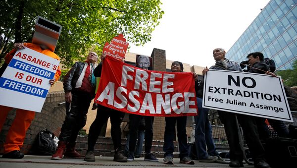 Los simpatizantes del ciberactivista Julian Assange - Sputnik Mundo