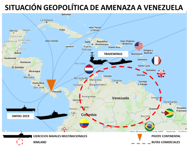 Mapa de amenaza geopolitica a Venezuela Mapa de amenaza geopolitica a Venezuela - Sputnik Mundo