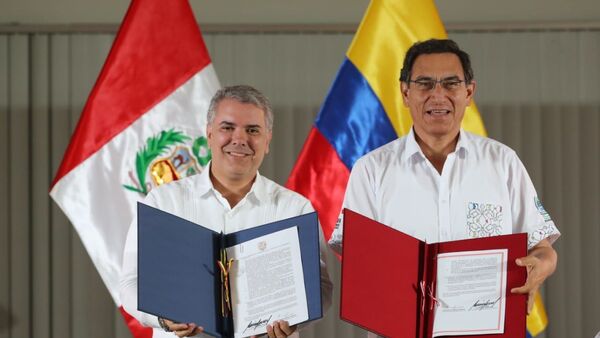 Presidente de Colombia, Iván Duque, y presidente de Perú, Martín Vizcarra - Sputnik Mundo
