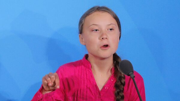 Greta Thunberg durante su discurso en la Cumbre de Acción Climática de la ONU - Sputnik Mundo
