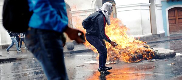 Los manifestantes en Ecuador Los manifestantes en Ecuador - Sputnik Mundo