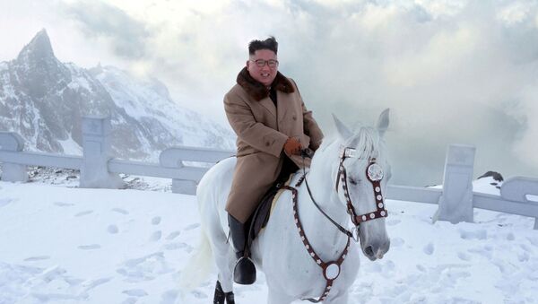 El líder norcoreano, Kim Jong-un, cabalgó cerca del punto más alto de la península de Corea - Sputnik Mundo