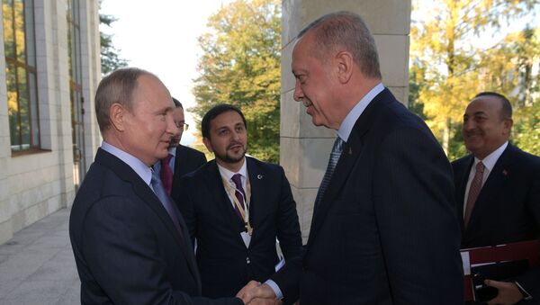 Vladímir Putin, presidente de Rusia, recibe a su homólogo turco, Recep Tayyip Erdogan, en Sochi - Sputnik Mundo