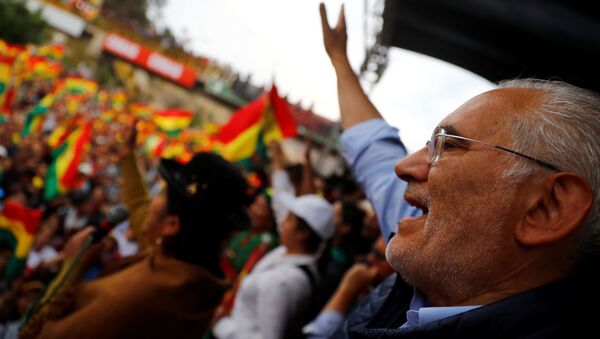 Carlos Mesa durante una manifestación opositora en La Paz - Sputnik Mundo