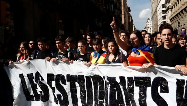 Una huelga de estudiantes en Barcelona (archivo) - Sputnik Mundo